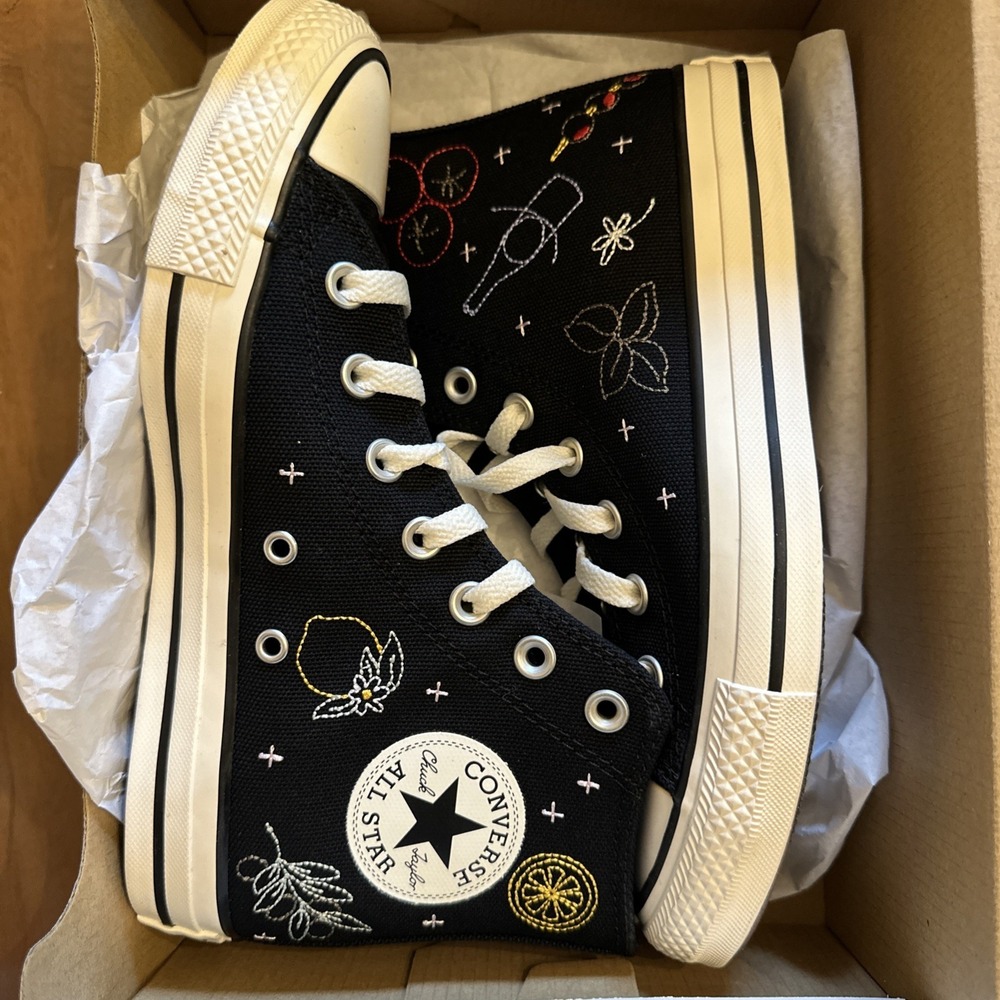 Converse Chuck Taylor All Star High 'Black Embroidered' / A16680F / Women's 7